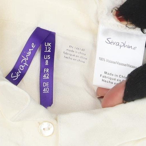 Seraphine Women's Ivory Maternity Long Sleeve Tunic Blouse Size 12