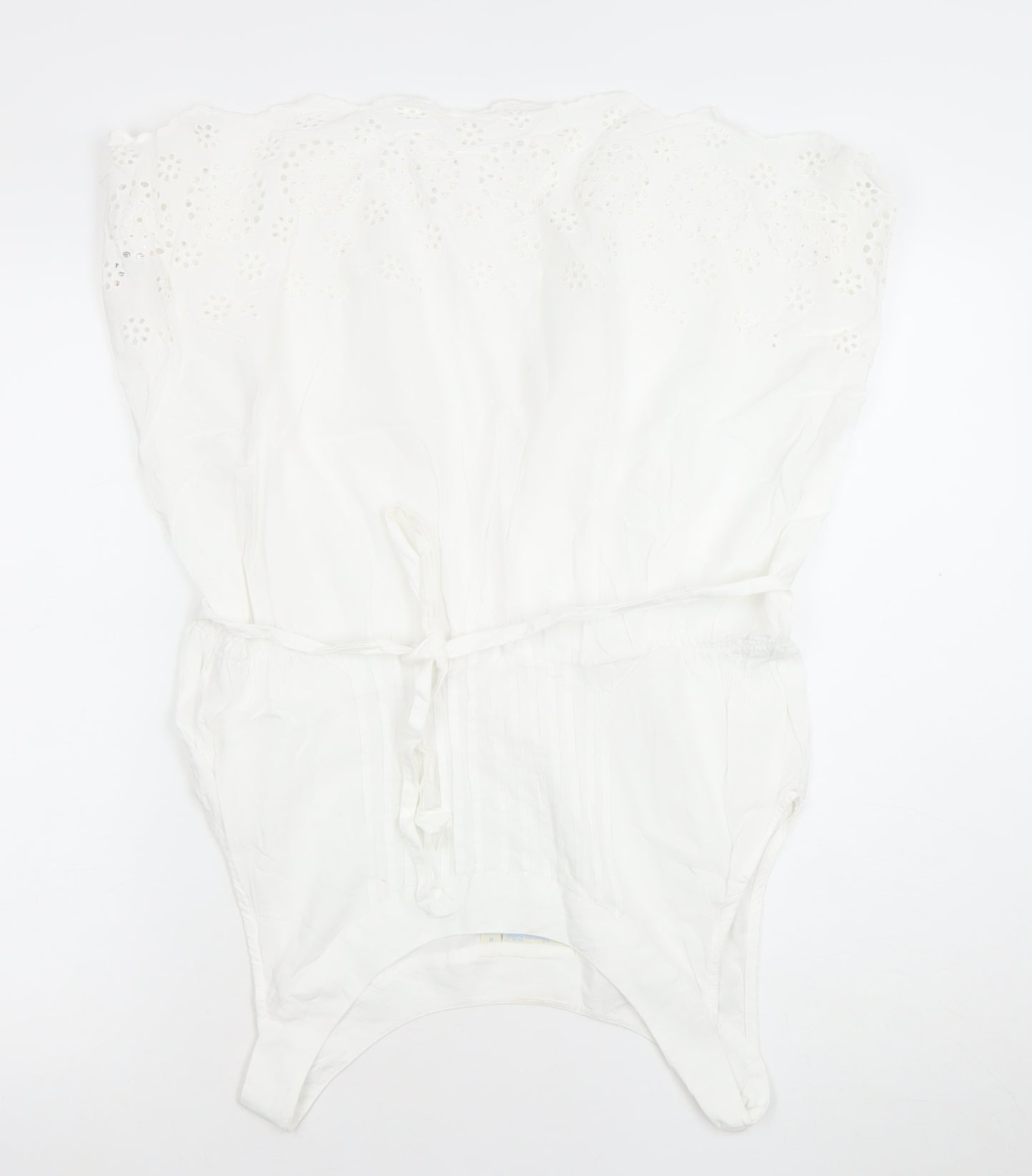JoJo Maman Bébé Women’s White Cotton Tunic Blouse M Sleeveless Embroidered