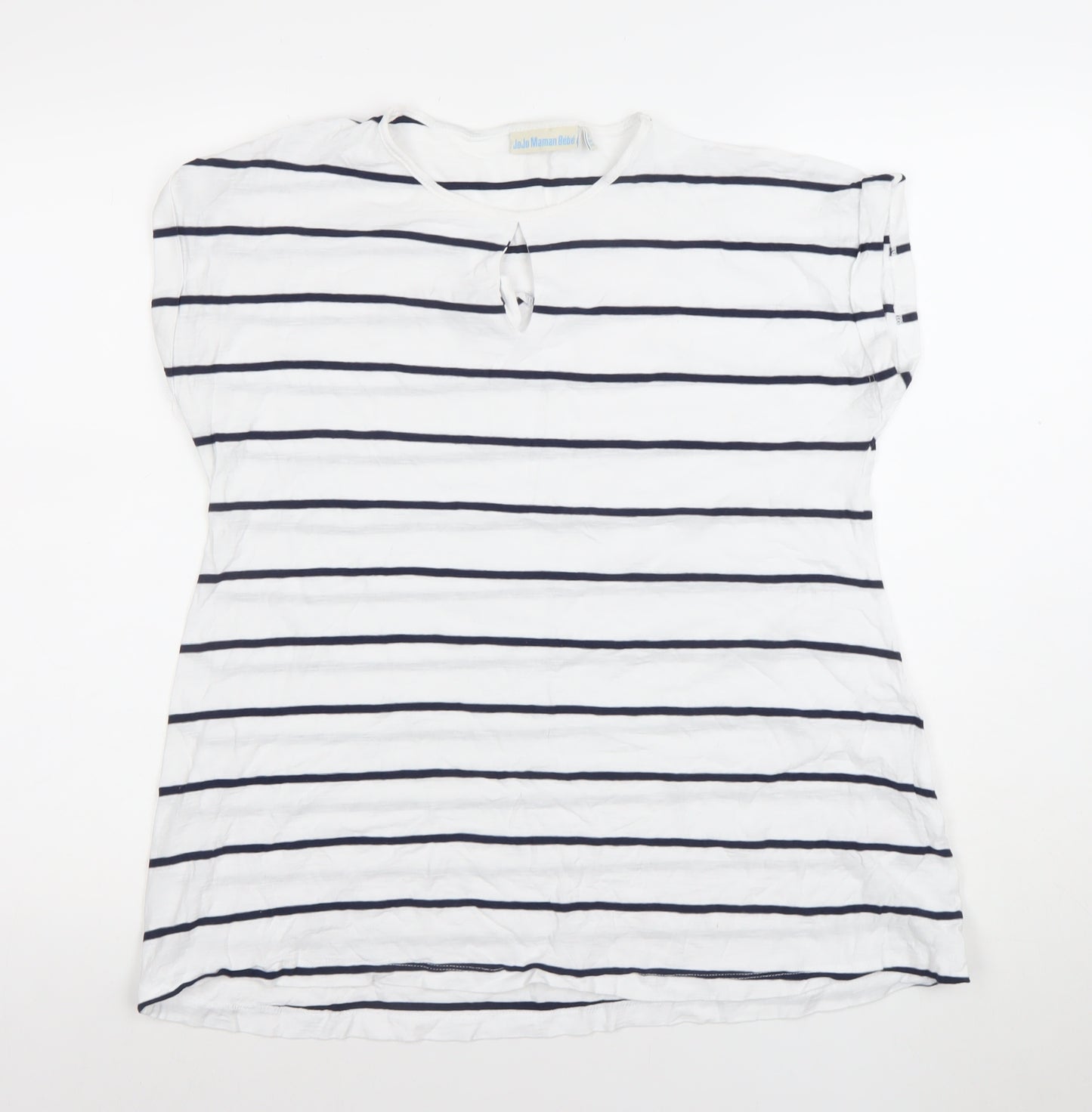 JoJo Maman Bébé Women’s White Navy Striped Maternity T-Shirt M