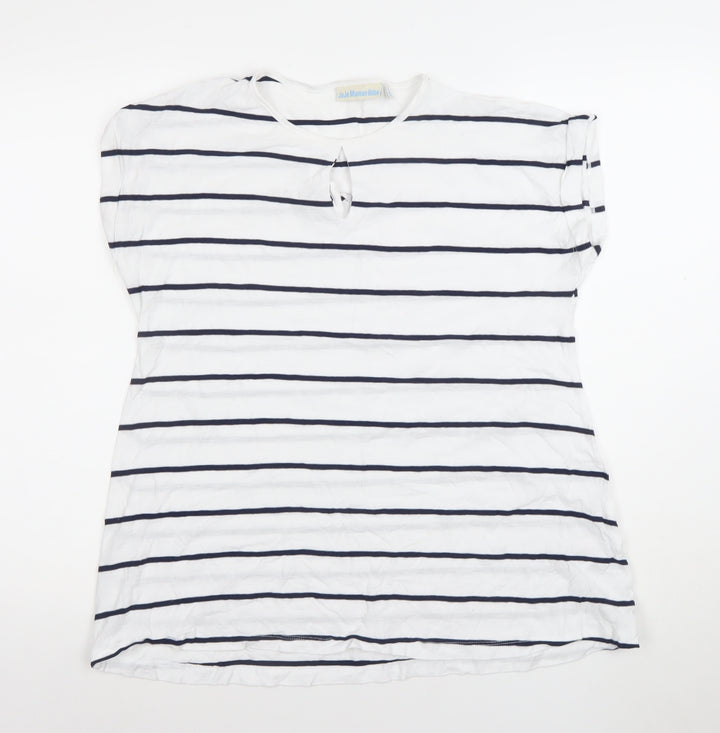 JoJo Maman Bébé Women’s White Navy Striped Maternity T-Shirt M