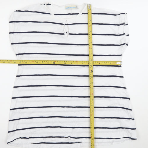 JoJo Maman Bébé Women’s White Navy Striped Maternity T-Shirt M