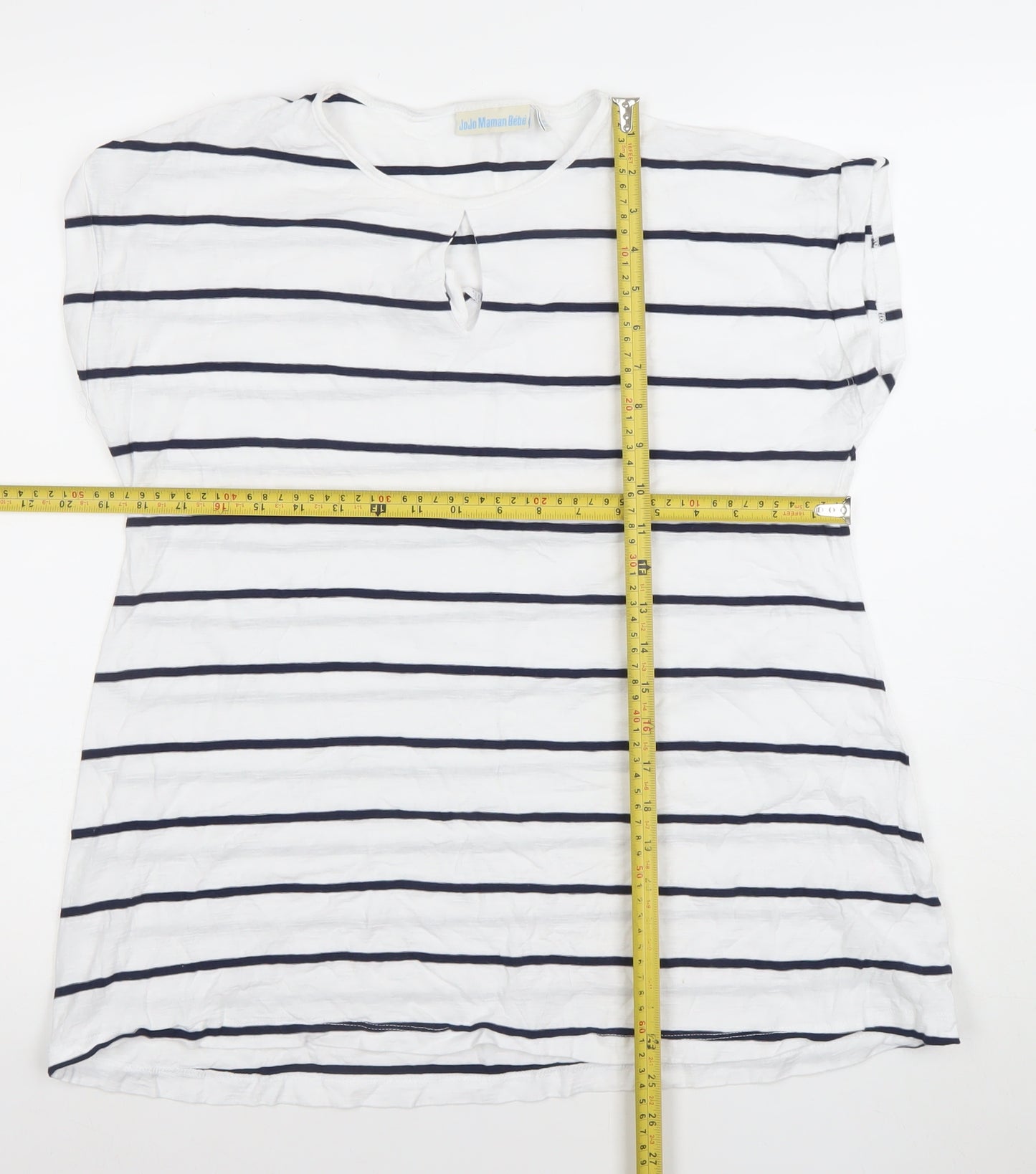 JoJo Maman Bébé Women’s White Navy Striped Maternity T-Shirt M