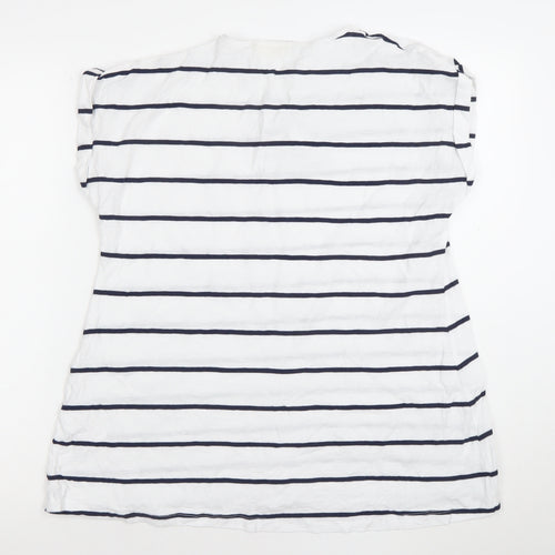 JoJo Maman Bébé Women’s White Navy Striped Maternity T-Shirt M
