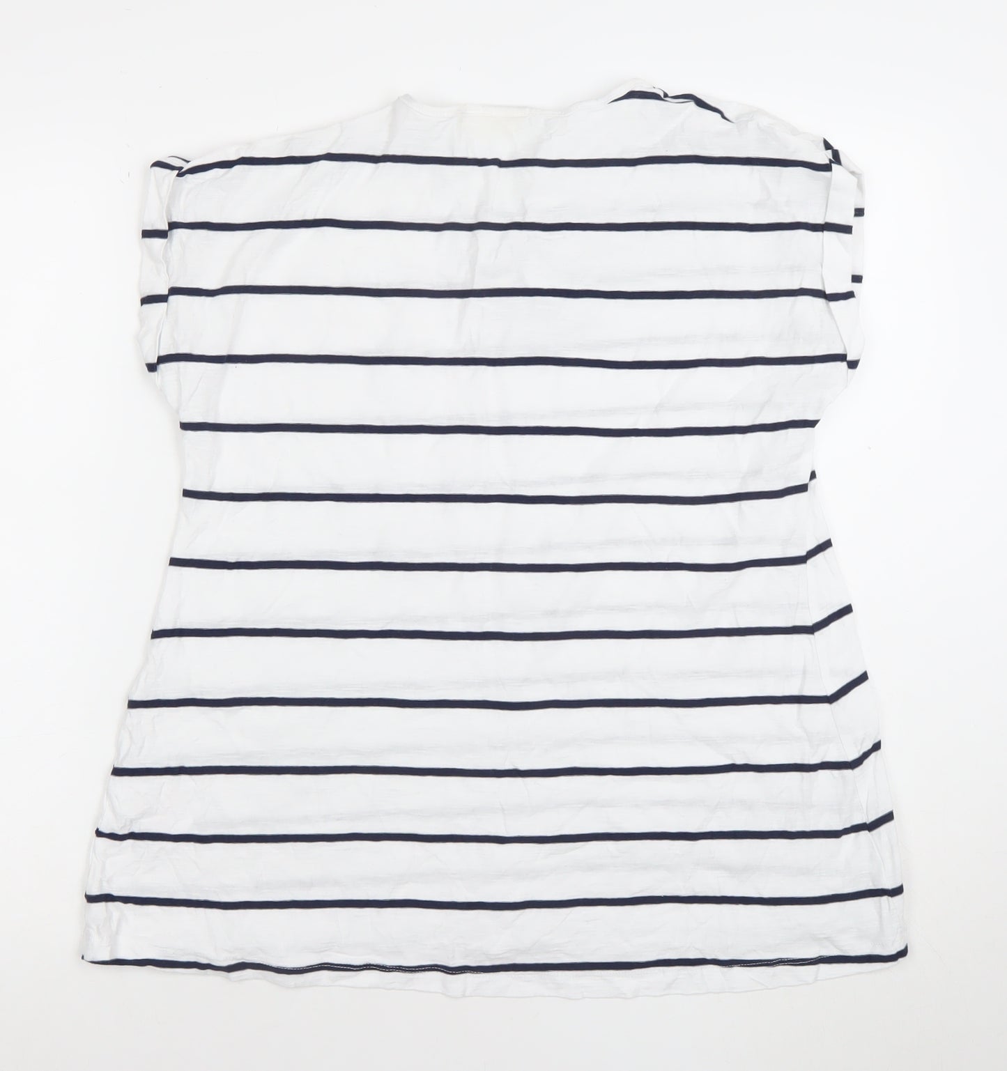 JoJo Maman Bébé Women’s White Navy Striped Maternity T-Shirt M