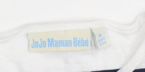 JoJo Maman Bébé Women’s White Navy Striped Maternity T-Shirt M