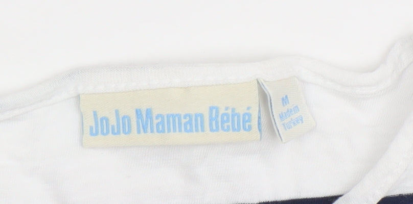 JoJo Maman Bébé Women’s White Navy Striped Maternity T-Shirt M