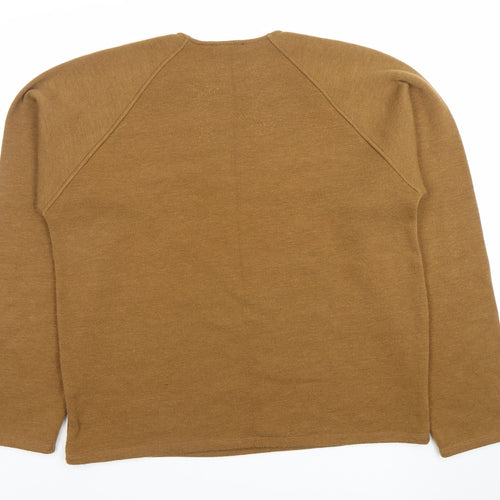 ZARA Women Brown Crew Neck Long Sleeve Pullover Jumper Size M