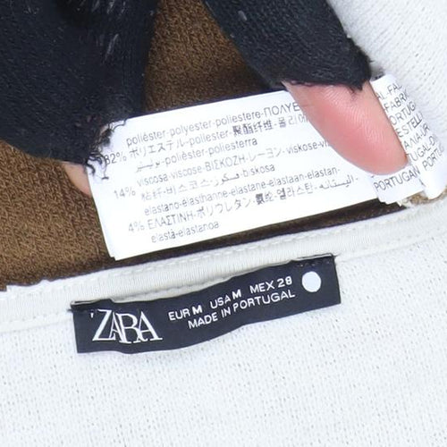 ZARA Women Brown Crew Neck Long Sleeve Pullover Jumper Size M