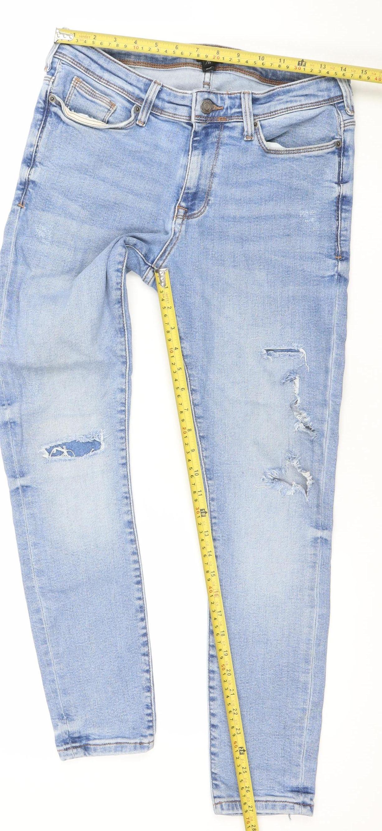 River Island Men’s Blue Skinny Distressed Denim Jeans 30W 30L