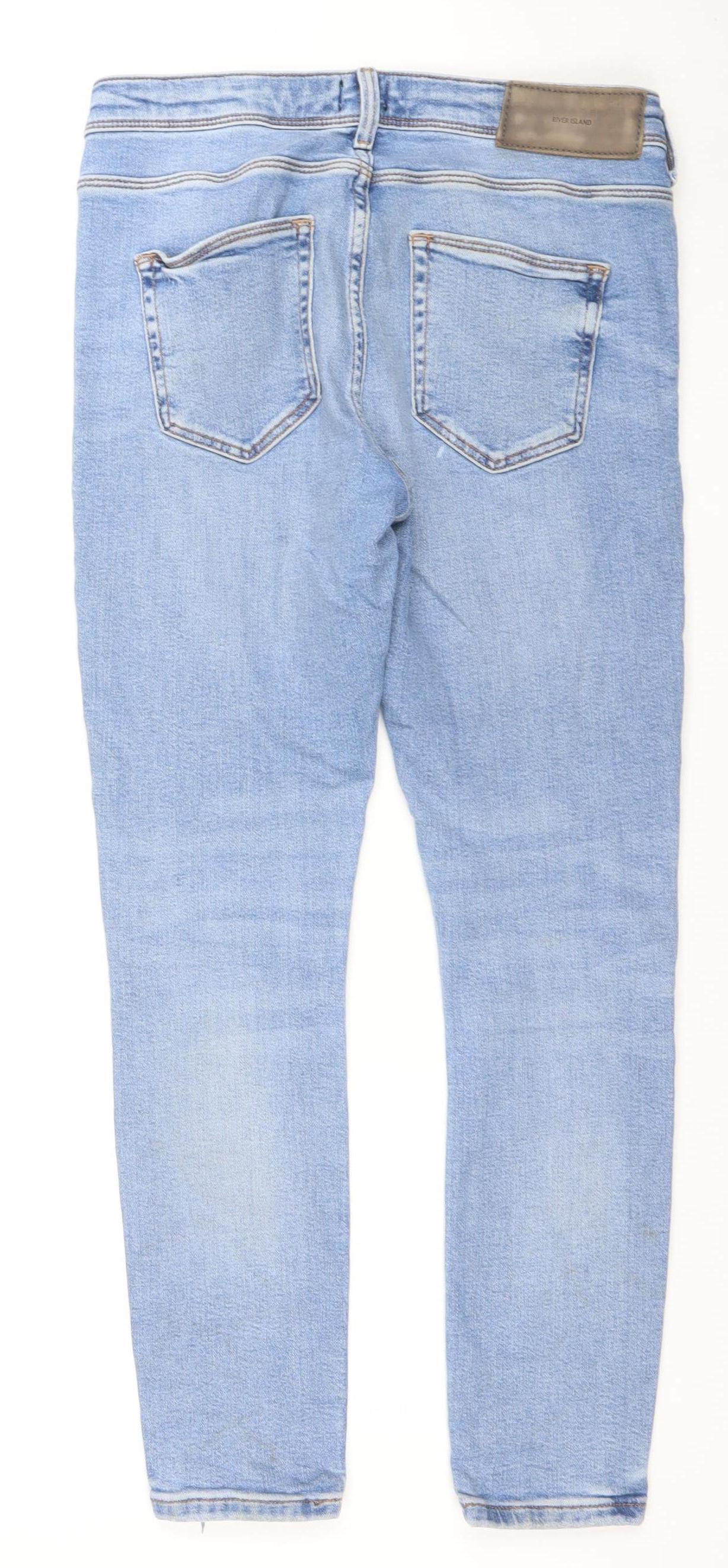 River Island Men’s Blue Skinny Distressed Denim Jeans 30W 30L