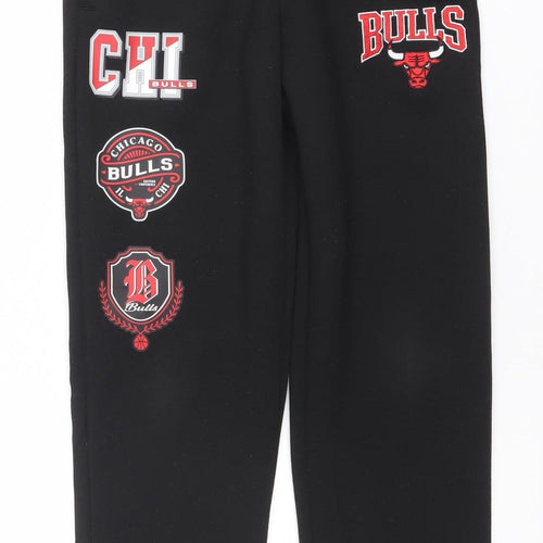 NBA Boys Black 10-11 Years Jogger Sports Sweatpants with Bulls Logo