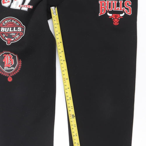NBA Boys Black 10-11 Years Jogger Sports Sweatpants with Bulls Logo