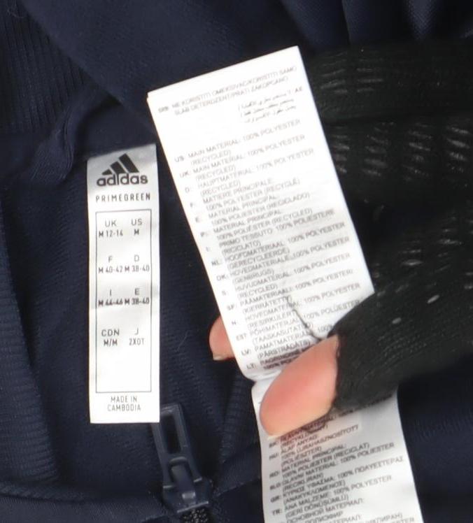 Adidas Women’s Navy Full Zip Hoodie M Sports Track Sweatshirt