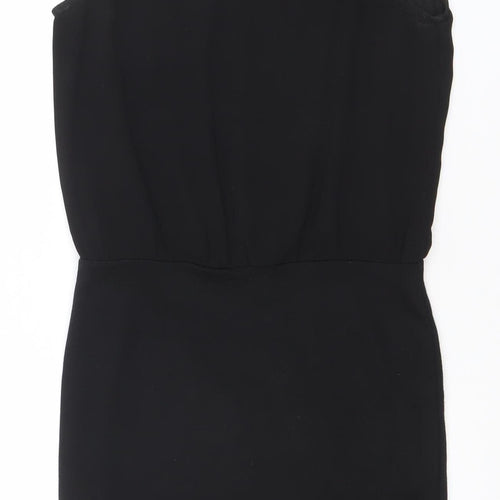Zara Women Black Beaded Sleeveless Sheath Party Dress Size S