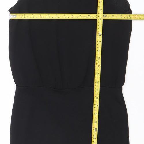 Zara Women Black Beaded Sleeveless Sheath Party Dress Size S