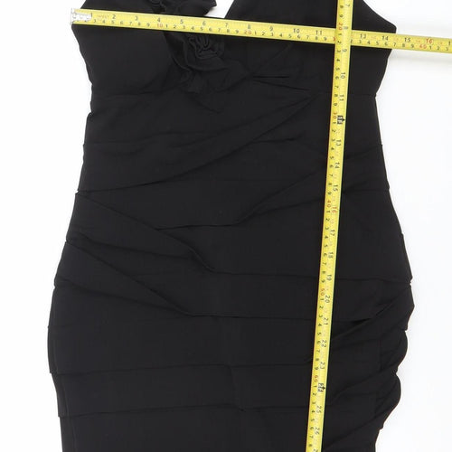 Valerie Bertinelli Women's Black One Shoulder Ruched Knee Length Dress Size 6