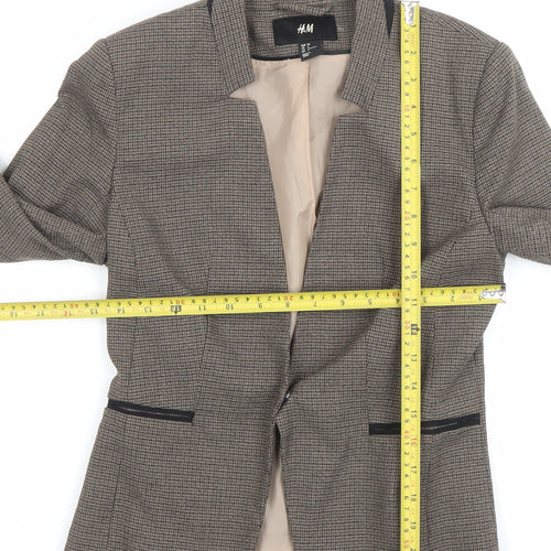 H&M Women Brown Houndstooth Slim Fit Lined Blazer Size 8