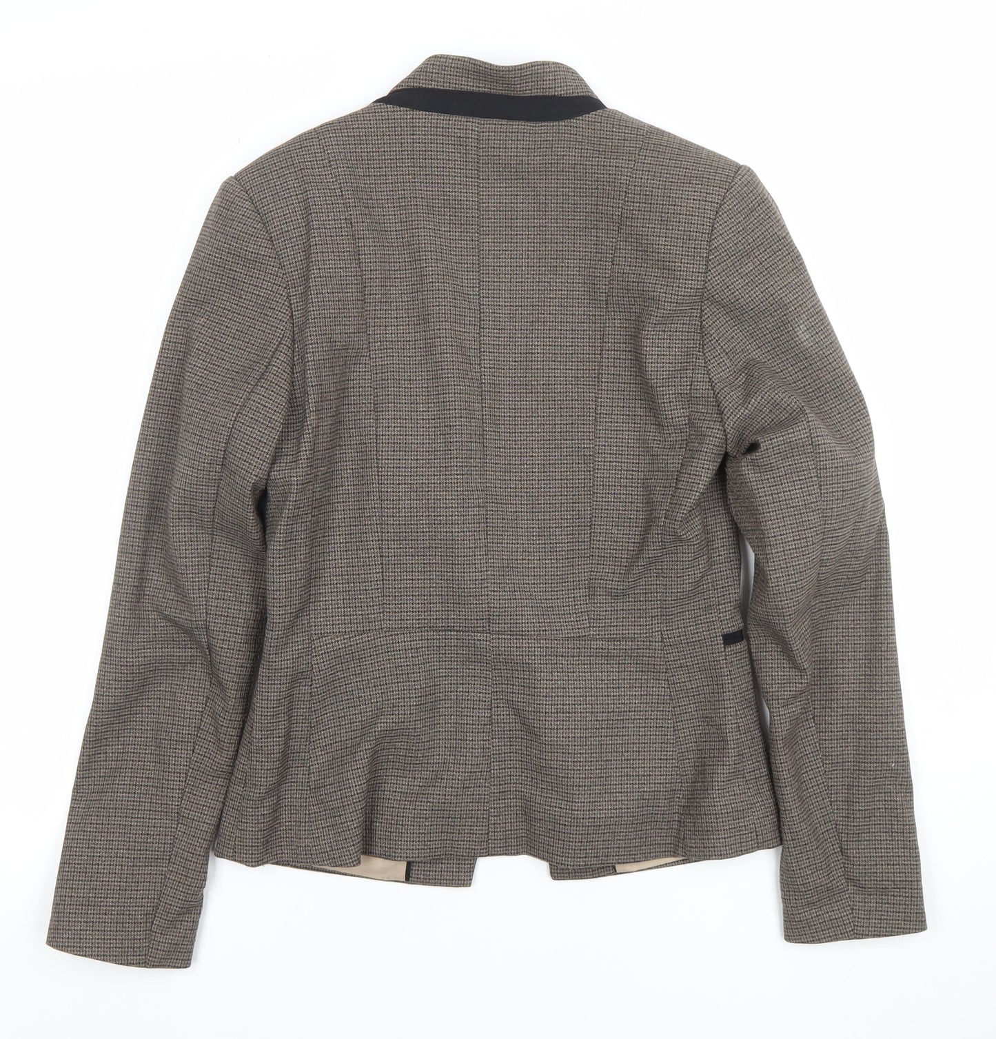 H&M Women Brown Houndstooth Slim Fit Lined Blazer Size 8