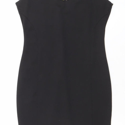 Lipsy Women Black Size 10 Bodycon Sleeveless Beaded Party Dress