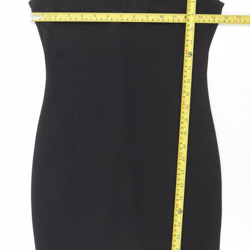 Lipsy Women Black Size 10 Bodycon Sleeveless Beaded Party Dress