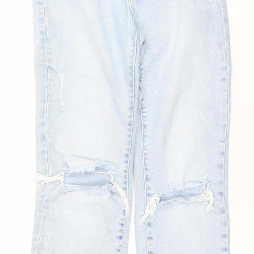 Stradivarius Women Blue Size 8 Mom Jeans Slim Fit Distressed Denim