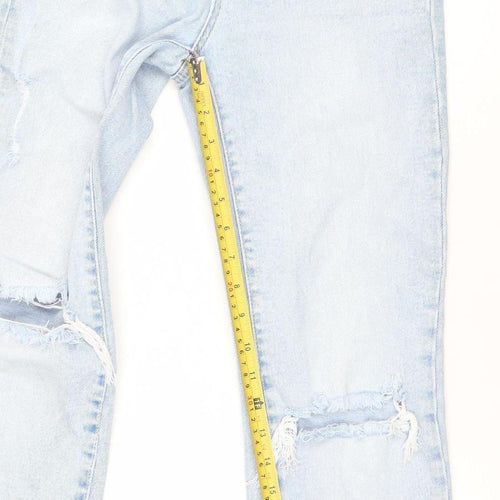 Stradivarius Women Blue Size 8 Mom Jeans Slim Fit Distressed Denim