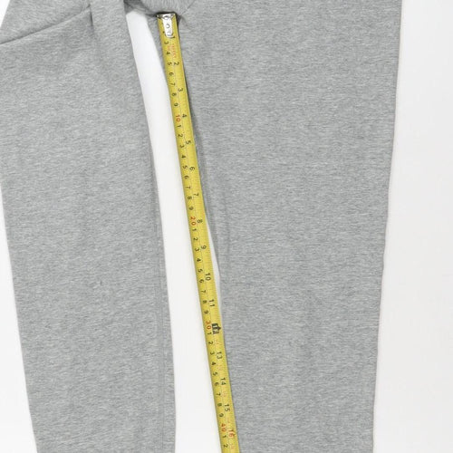 Nike Women Grey M Leggings Elastic Waist Logo Tapered Activewear