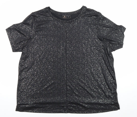 Next Women Black Metallic Short Sleeve T-Shirt Size 20