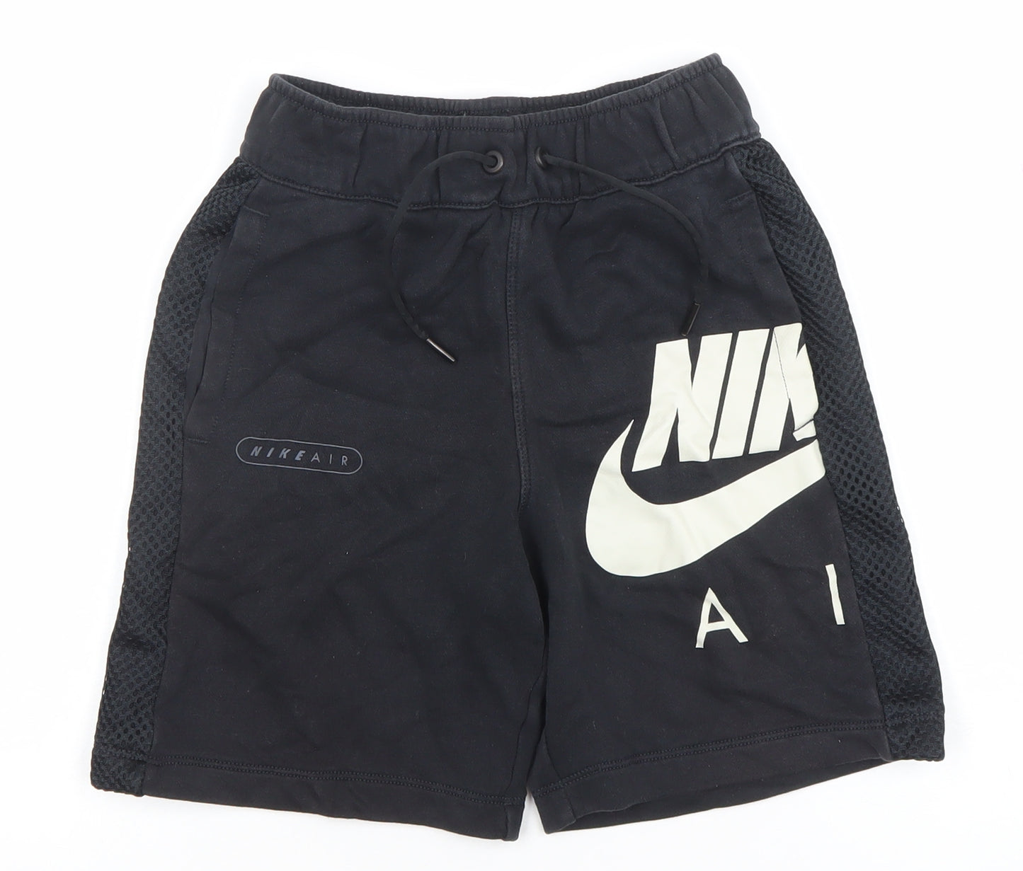 Nike Boys Black Athletic Shorts 10-11 Years Drawstring Breathable Activewear
