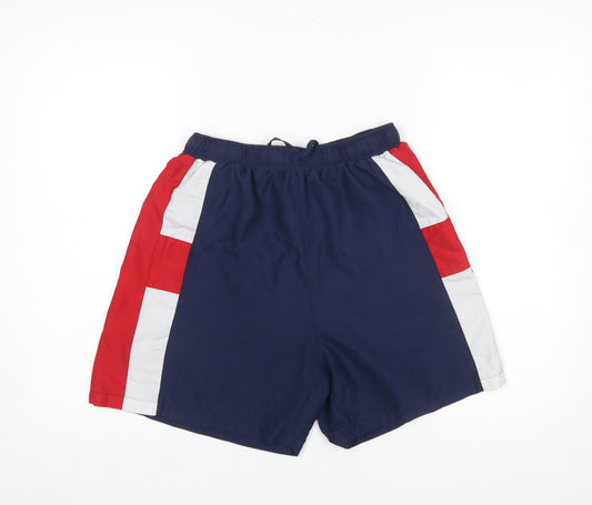 Sportrax Mens Blue England Colourblock Athletic Sports Shorts Size M