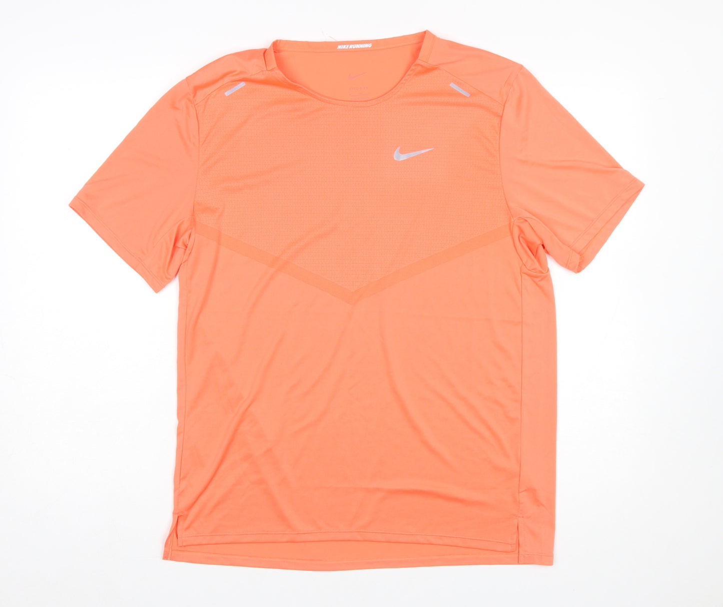Nike Men Orange Dri-Fit Running T-Shirt M Moisture Wicking Breathable