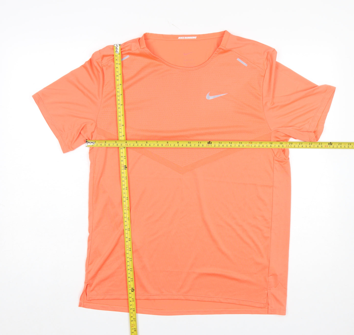 Nike Men Orange Dri-Fit Running T-Shirt M Moisture Wicking Breathable