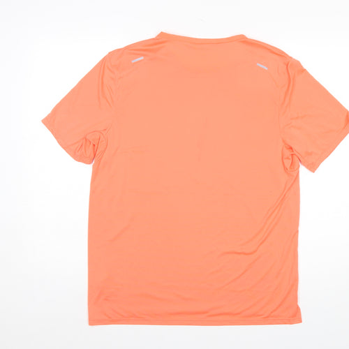 Nike Men Orange Dri-Fit Running T-Shirt M Moisture Wicking Breathable
