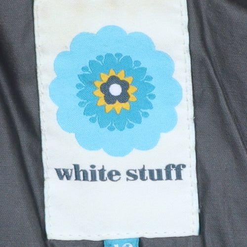 White Stuff Women’s Green Cotton Parka Coat Size 10 Hooded Mid-Length