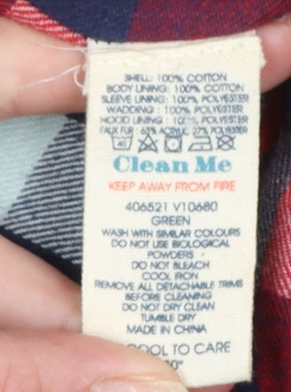 White Stuff Women’s Green Cotton Parka Coat Size 10 Hooded Mid-Length