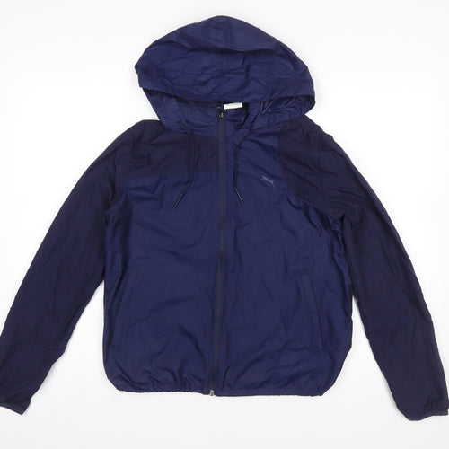 Puma Men's Blue M Windbreaker Hooded Lightweight Jacket
