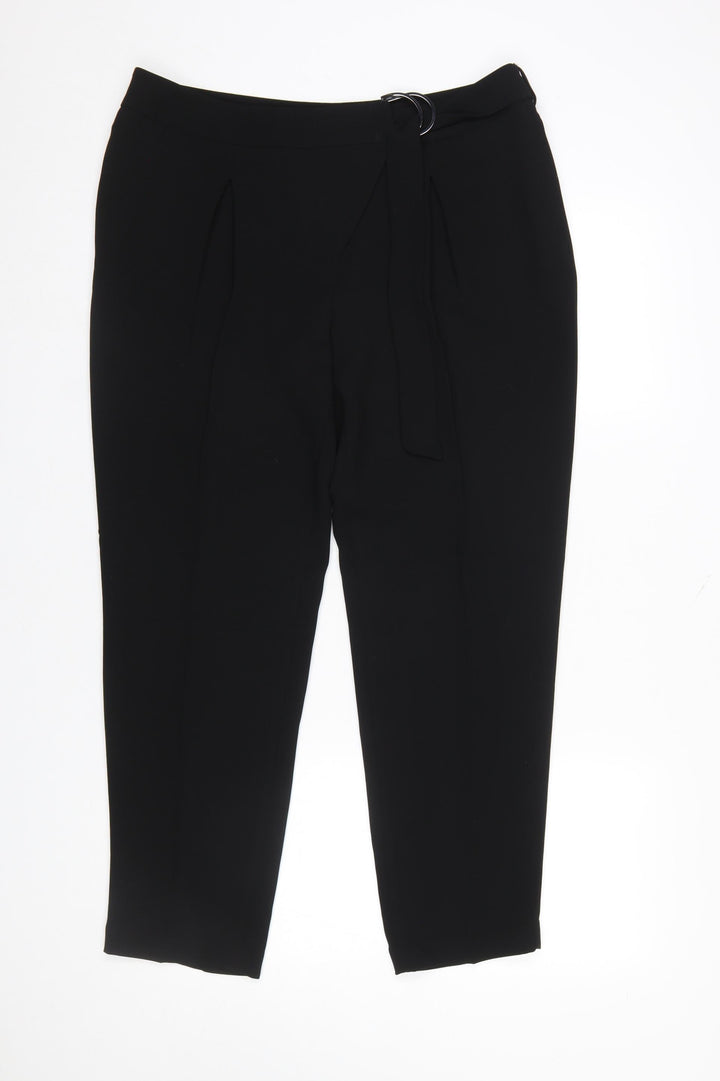 Marks and Spencer Autograph Women’s Black Pleated Belted Tapered Trousers UK 14