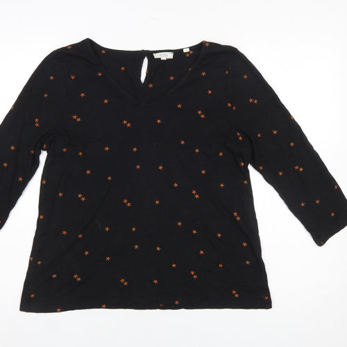 Fat Face Women’s Black Embroidered Star Tunic Blouse Size 12