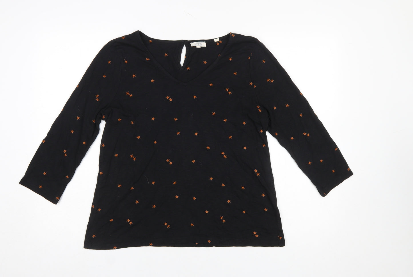 Fat Face Women’s Black Embroidered Star Tunic Blouse Size 12