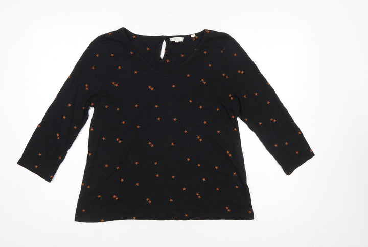 Fat Face Women’s Black Embroidered Star Tunic Blouse Size 12