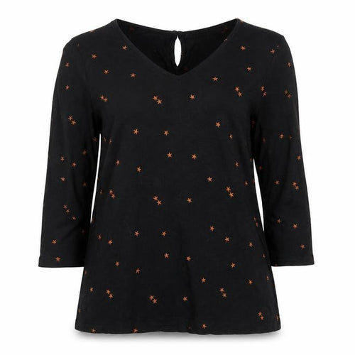 Fat Face Women’s Black Embroidered Star Tunic Blouse Size 12