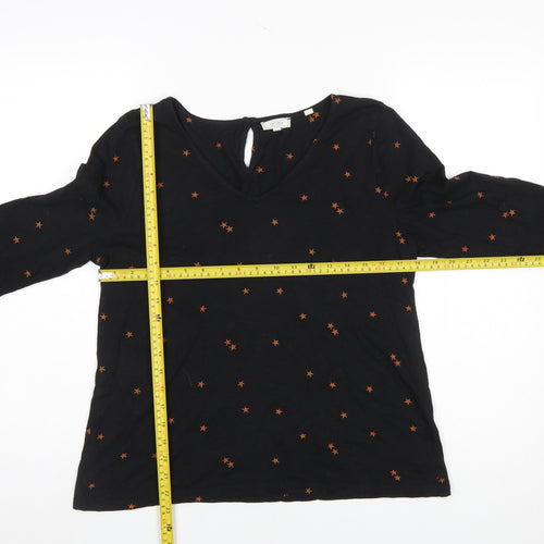 Fat Face Women’s Black Embroidered Star Tunic Blouse Size 12