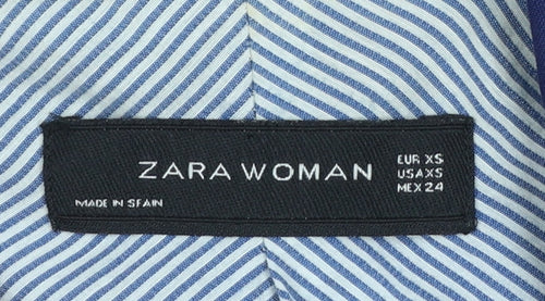 Zara Woman Blue Wool Single-Breasted Blazer XS Women’s Smart Jacket