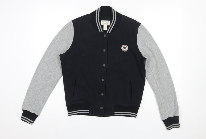 Converse Boys Black & Grey Varsity Jacket Size L Cotton Blend