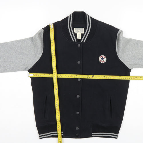 Converse Boys Black & Grey Varsity Jacket Size L Cotton Blend