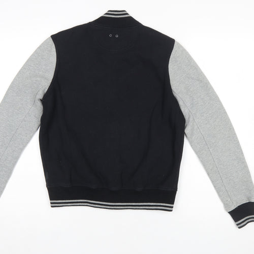 Converse Boys Black & Grey Varsity Jacket Size L Cotton Blend