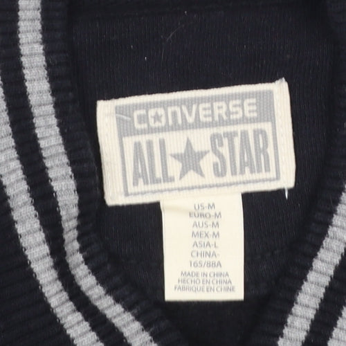 Converse Boys Black & Grey Varsity Jacket Size L Cotton Blend