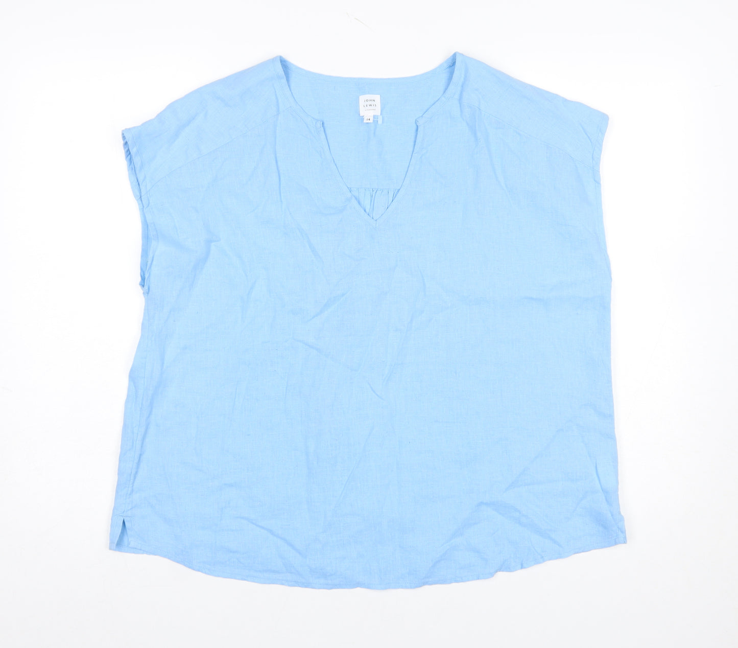 John Lewis Women’s Blue Linen Blend Tunic Blouse Size 14