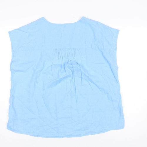 John Lewis Women’s Blue Linen Blend Tunic Blouse Size 14