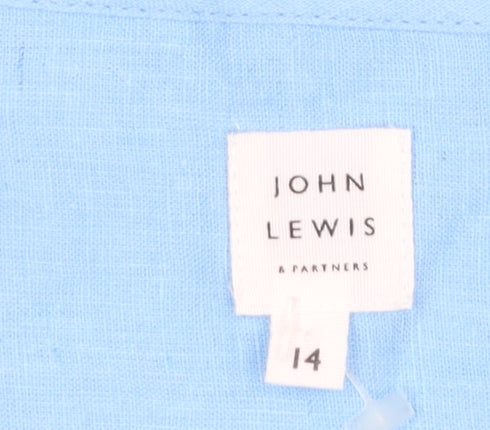 John Lewis Women’s Blue Linen Blend Tunic Blouse Size 14